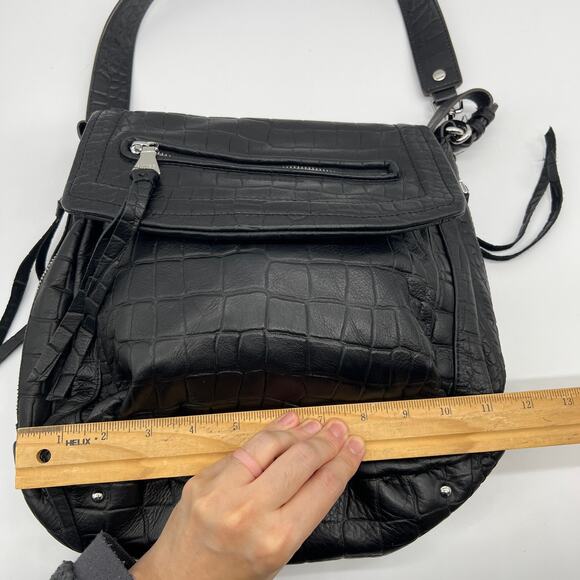 Aimee Kestenberg Leather Shoulder Bag Black Croco - Picture 7 of 15